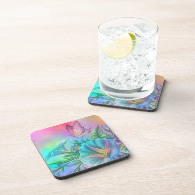 Painted Morning Glories Coaster (Right Side)