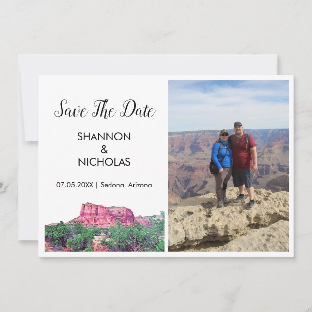 Painted Mountain Engagement Photo Save The Date (Front)