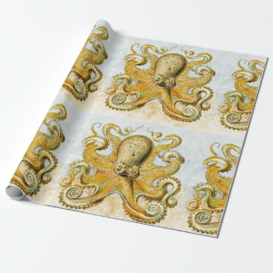 Painted Nautical Octopus Kraken Squid Father's Day Wrapping Paper