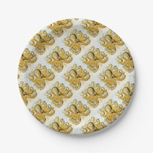 Painted Nautical Octopus Kraken Squid Paper Plate