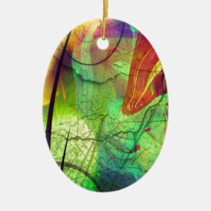 Painted Nebula -Fire Opal Abstract Ceramic Ornament