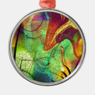 Painted Nebula -Fire Opal Abstract Metal Ornament