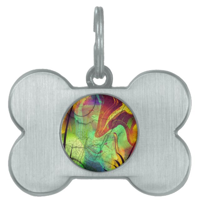 Painted Nebula -Fire Opal Abstract Pet Tag (Front)