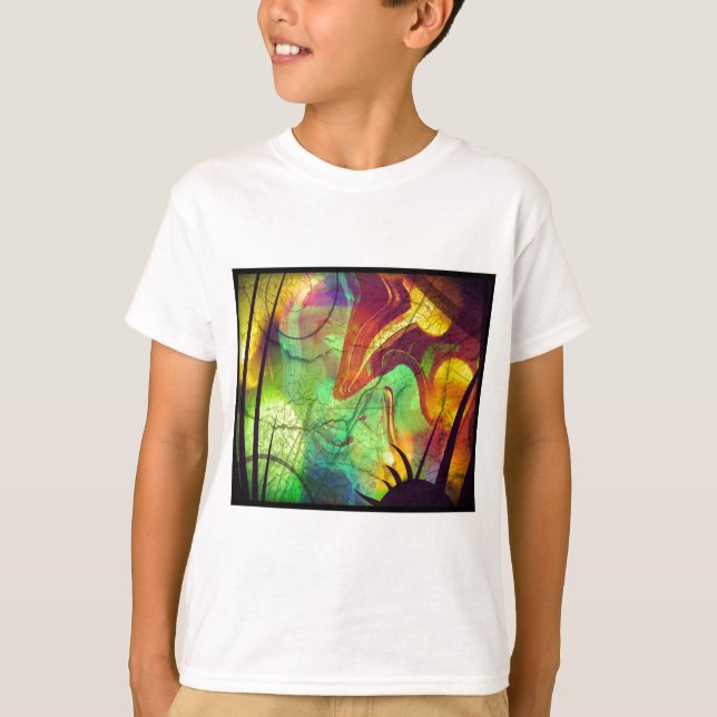 Painted Nebula -Fire Opal Abstract T-Shirt (Front)