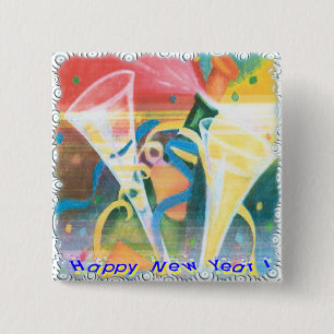 Painted New Year 2 Inch Square Button