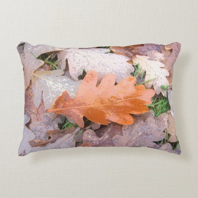 Painted Oak Leaves Decorative Pillow (Front)