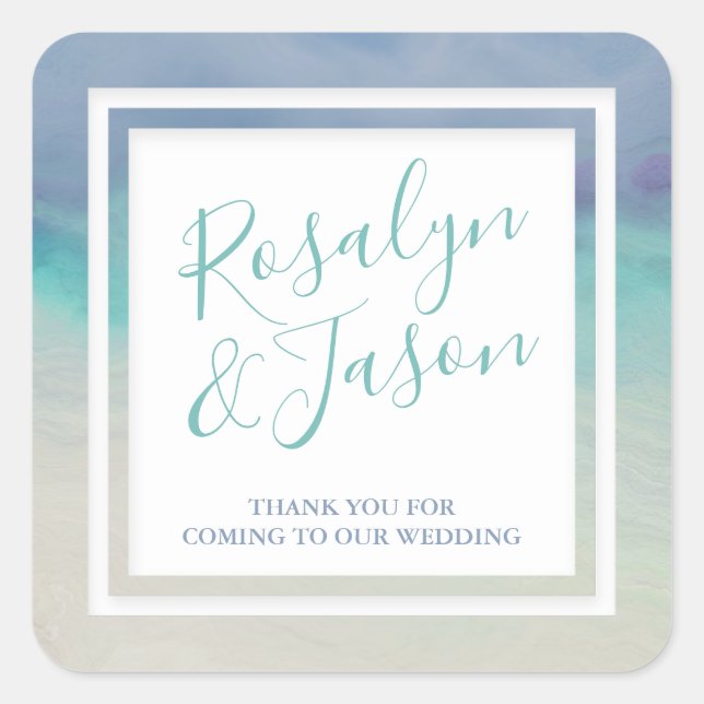 Painted Ocean Border Square Sticker (Front)