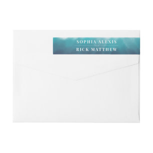 Painted Ocean Waves Blue Watercolor Wrap Around Label