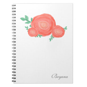 Painted Orange Floral Flowers Notebook Journal