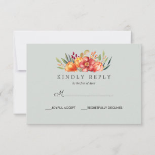 Painted orange Floral Wedding Response Rsvp