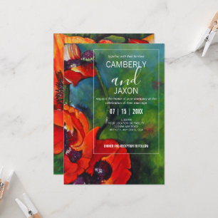 Painted Orange Poppies Wedding Invitation