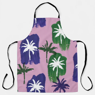 Painted Palm, Navy Blue Green. Apron