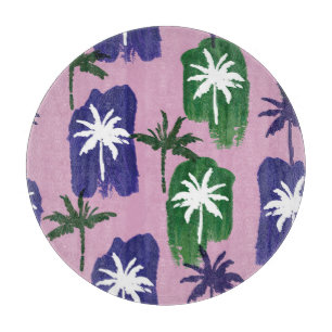 Painted Palm, Navy Blue Green. Cutting Board