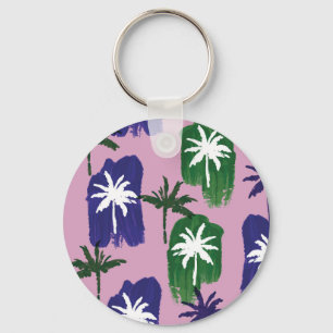 Painted Palm, Navy Blue Green. Keychain
