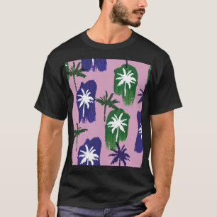 Painted Palm, Navy Blue Green. T-Shirt