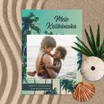 Painted Palm Trees Mele Kalikimaka Photo Christmas Holiday Card<br><div class="desc">This stunning holiday photo card features a painting of palm trees for the background and a rectangular (almost square) photo template. Stylish typography reads, "Mele Kallikimaka." Easy to personalize! The back contains a sand design over a white background. The perfect beach themed Christmas cards to send to family and friends!...</div>