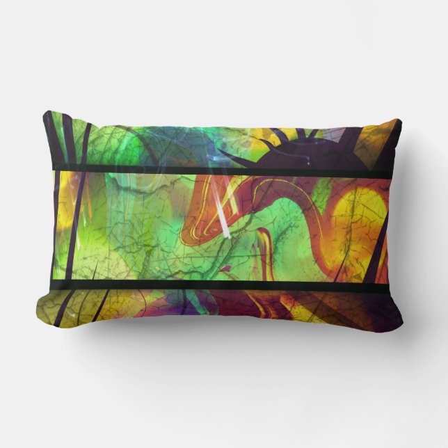 Painted Panes Abstract Lumbar Throw Pillow (Front)