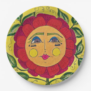 Painted Pansy Flower Girl Paper Plates