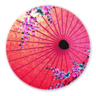 Painted parasol ceramic knob