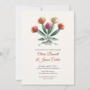 Painted Parrot Tulip Bouquet Wedding Invitation
