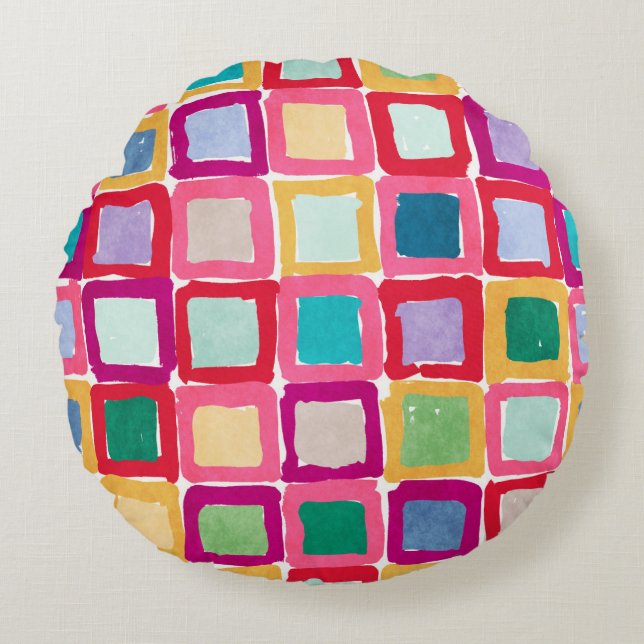 Painted Patches Round Pillow (Front)