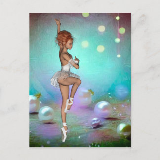 Painted Pearls Background & Dancing Ballerina Postcard
