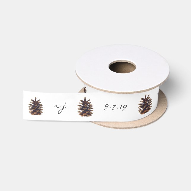 Painted Pine Cone Customized Wedding Ribbon Satin Ribbon (Spool)