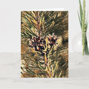 Painted Pine Cones Christmas Card
