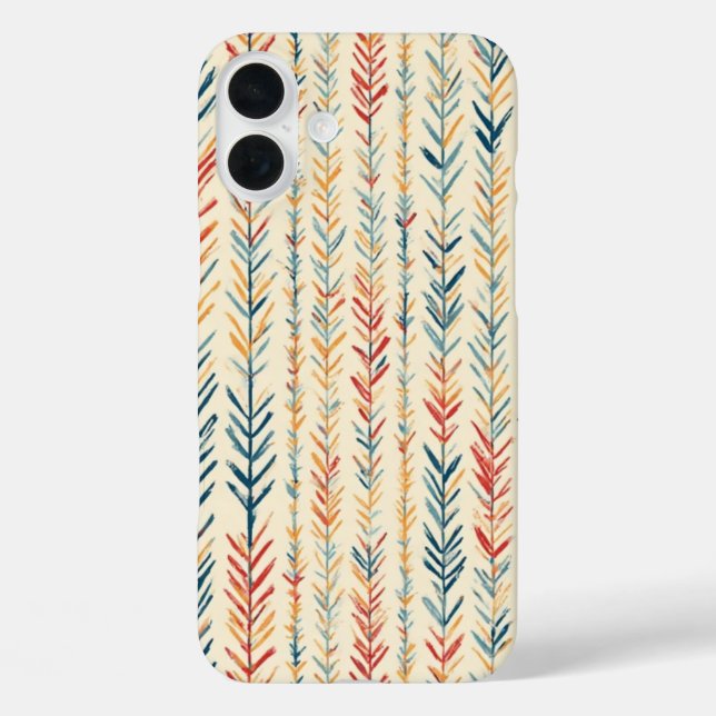 Painted Pine Needle Stripes - IPhone 16 Case (Back)