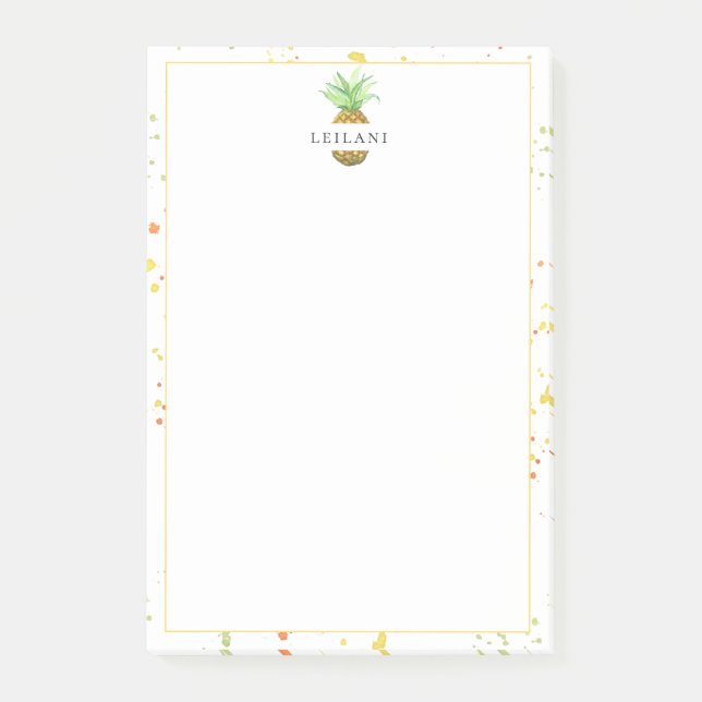 Painted Pineapple Personalized Post-it Notes (Front)