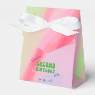 Painted Pink Balloon Animal 2nd Birthday Party Favor Box