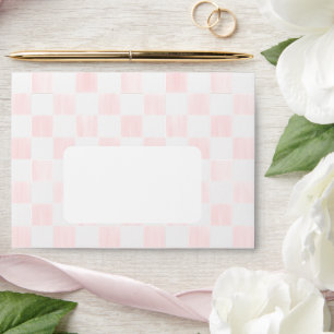 Painted Pink Checkerboard Pattern Wedding Envelope