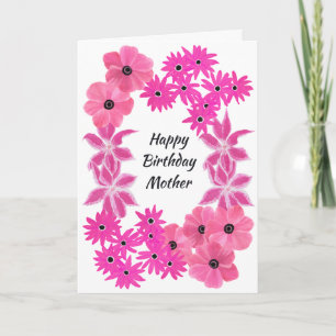 Painted Pink Flowers Personalised Card