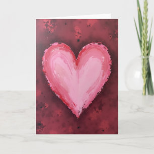 Painted Pink Heart Love Card
