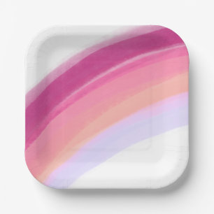 Painted Pink Purple Rainbow Birthday Paper Plates
