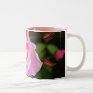 Painted Pink Roses Two-Tone Coffee Mug