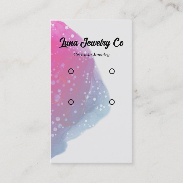 Painted Pink Splatter Two Earring Sets Jewellery  Business Card (Front)