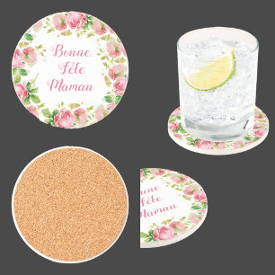 Painted Pink vintage roses - French Mother's Day Coaster
