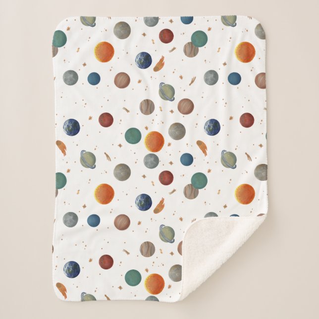 Painted Planets Baby Sherpa Blanket (Front)