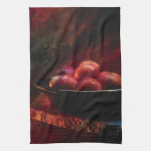 Painted Plums Still Life Kitchen Towel