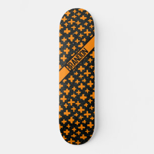 Painted Plus in Orange with Name  Skateboard