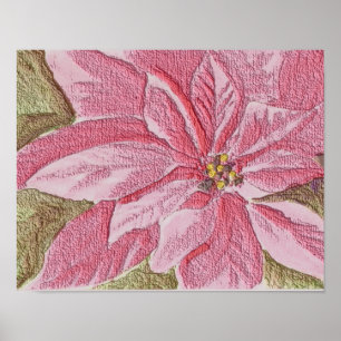 Painted Poinsettia Christmas Flower Poster