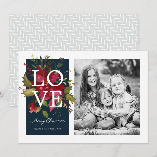Painted Poinsettias | Photo Holiday Card (Front/Back)
