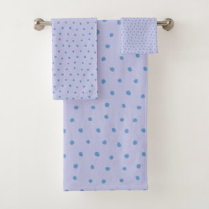 Painted Polka Dot Pattern in Periwinkle and Lilac Bath Towel Set