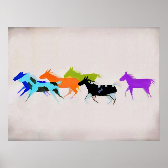 Painted Ponies in Smoke Art Poster (Front)