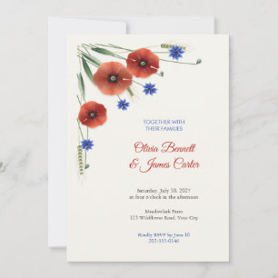 Painted Poppies and Cornflowers Wedding Invite
