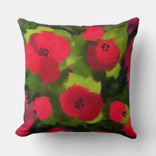 Painted Poppies   Beautiful Floral Art Throw Pillow