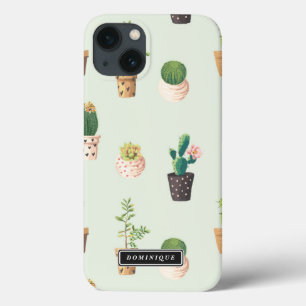 Painted Pots with Succulents & Cacti Pattern iPad iPhone 13 Case