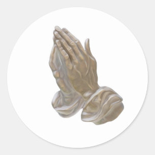 Painted Praying Hands Classic Round Sticker