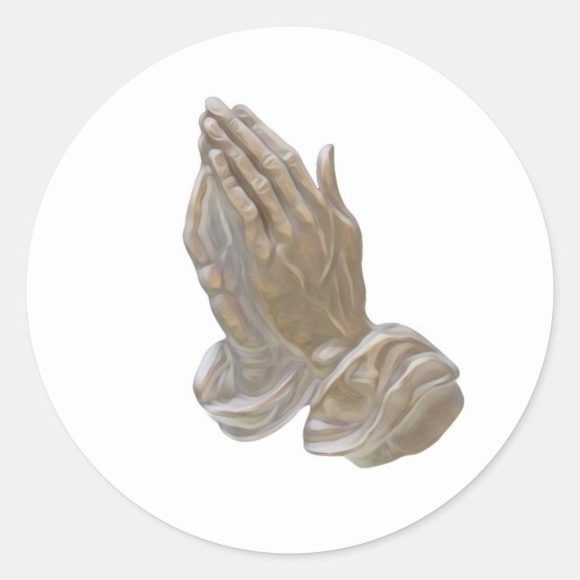 Painted Praying Hands Classic Round Sticker (Front)